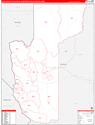 Lake Havasu City-Kingman Metro Area Wall Map Red Line Style 2026